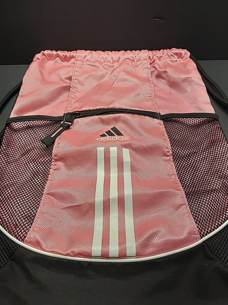 Adidas Drawstring Gym Bag Backpack Pink And Black
