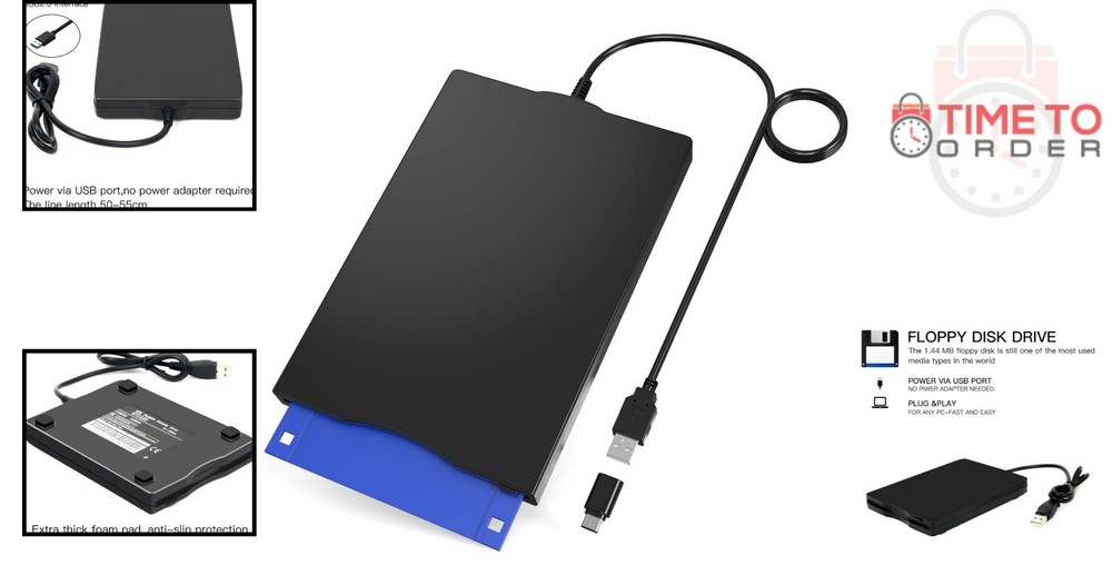USB 3.5-inch Floppy Disk Reader External Portable for Windows Mac