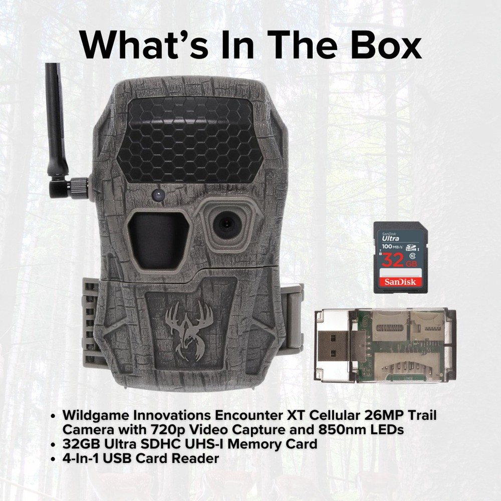 Wildgame Innovations Encounter XT Cellular 34MP Trail Camera Bundle