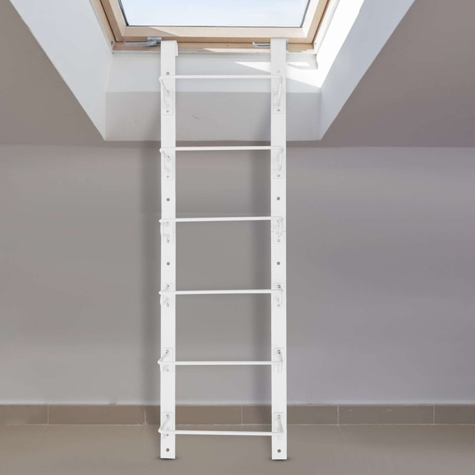 6-Steps Heavy-Duty Steel Window Well Ladder Egress Ladder Window Well Ladder