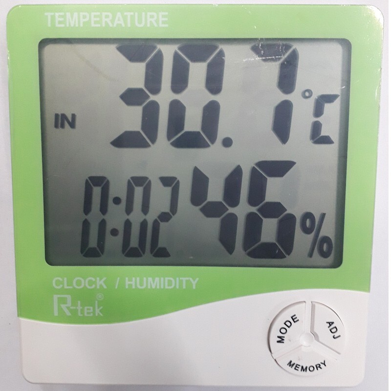 R-Tek Digital Hygrometer Thermometer for Humidity with Clock LCD Display