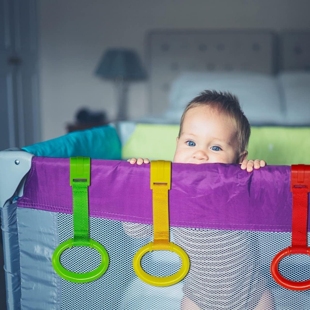 4-Piece Crib Pull Rings - Cartoon-Themed Infant Support for Walking Practice