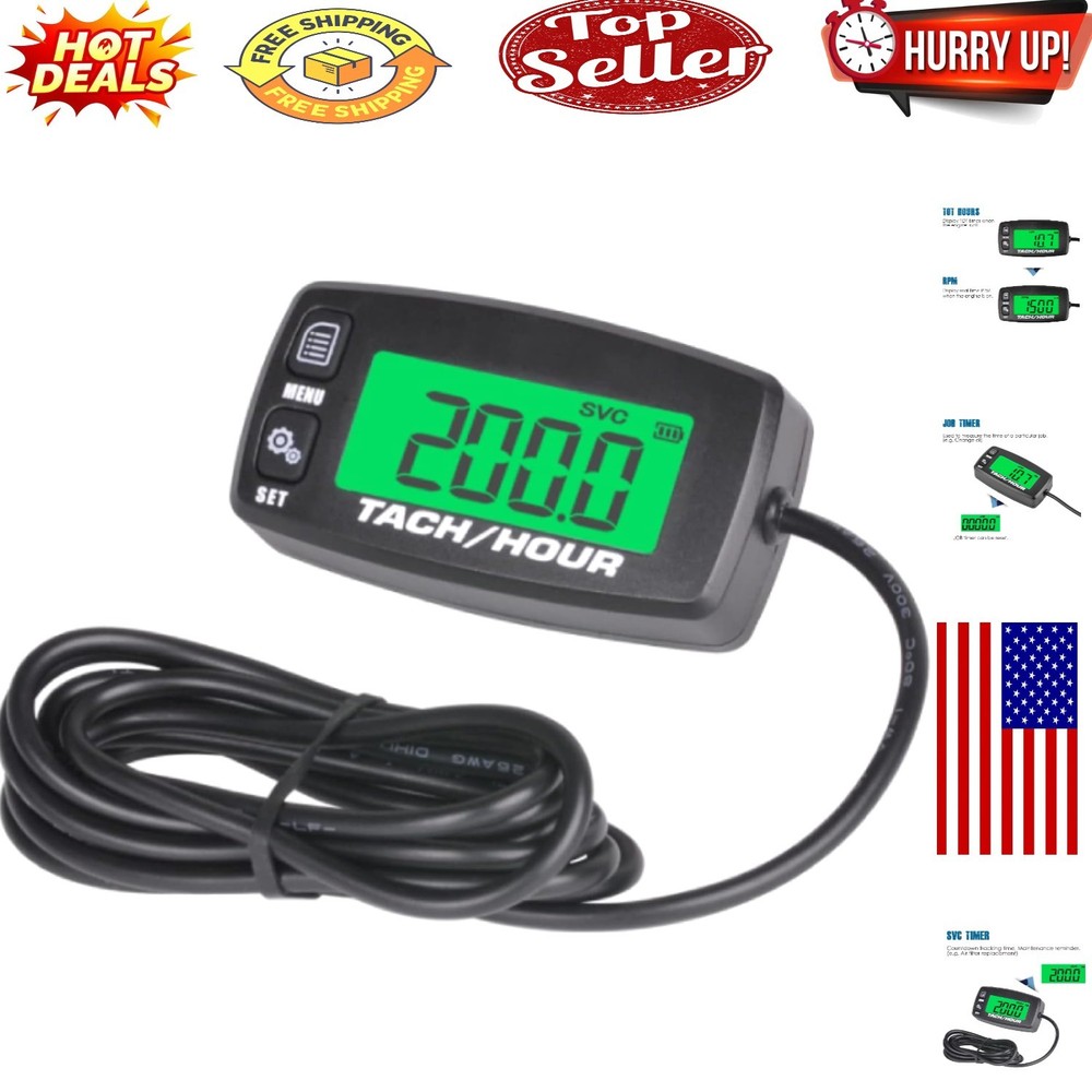 Digital Multifunction Hour & RPM Meter for Small Engines