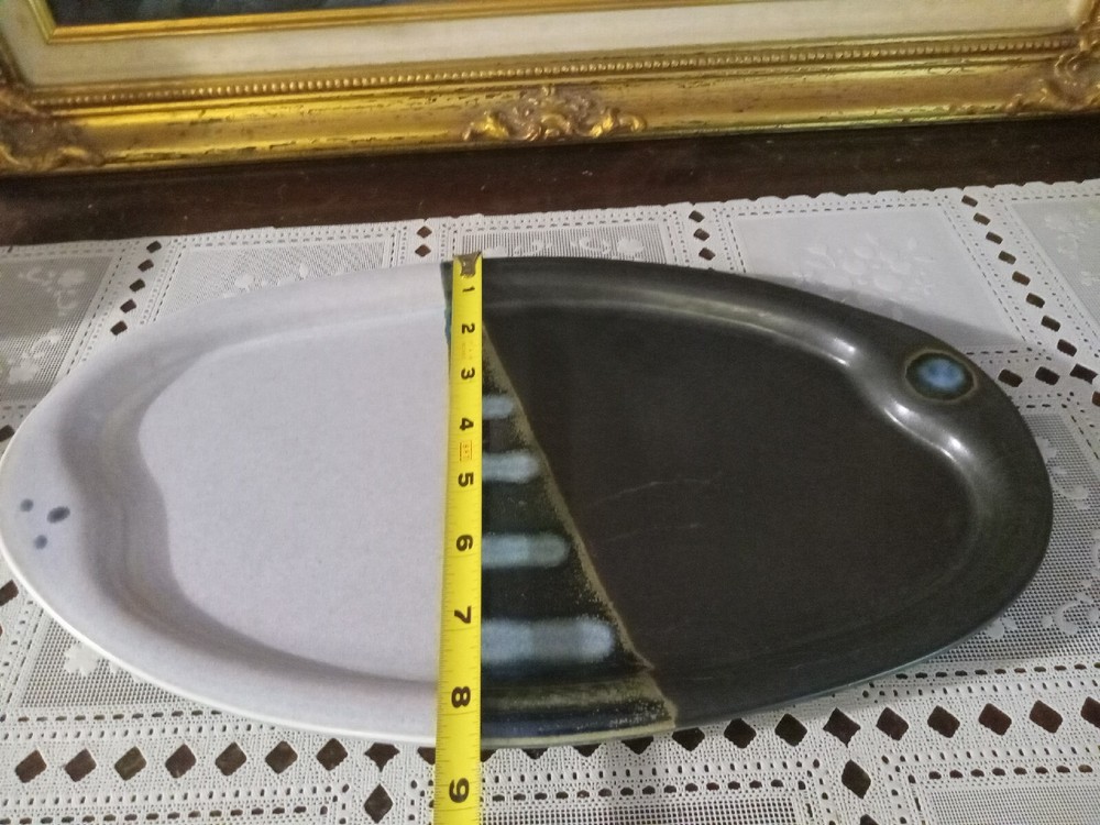Hand Thrown Clay Studio Art Pottery Tray 14.5" Long Signed Walsh