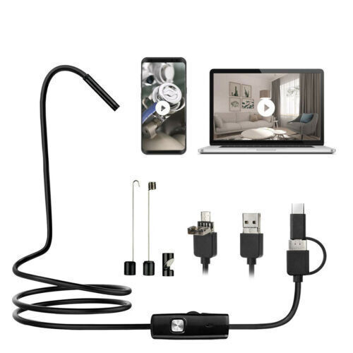 6LED Snake Endoscope Borescope 7mm HD Inspection Camera Scope for Android/PC MAC