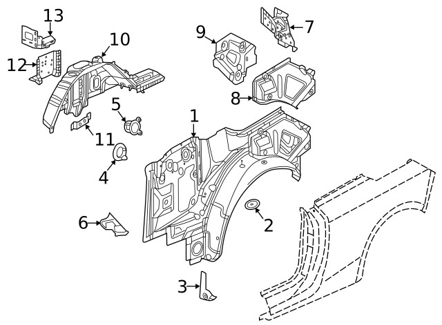 Genuine GM Driver Side Body Side Inner Panel Reinforcement 13387070