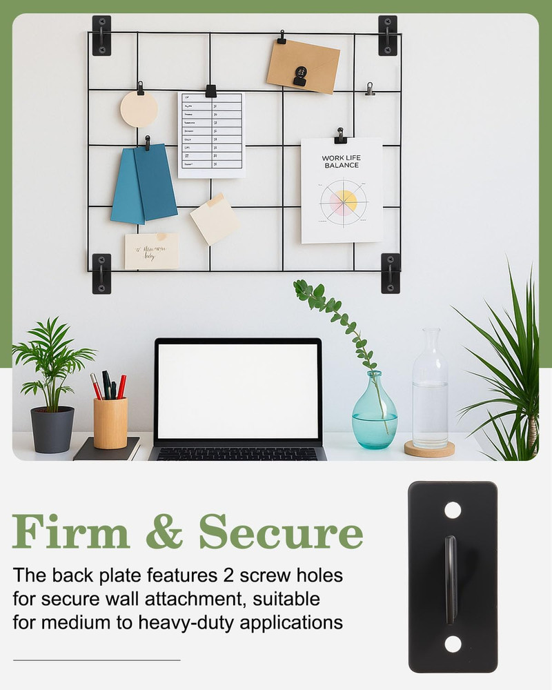 8 Pcs Gridwall Mount Brackets, Metal Grid Wall Panel Display Hooks with Screws,