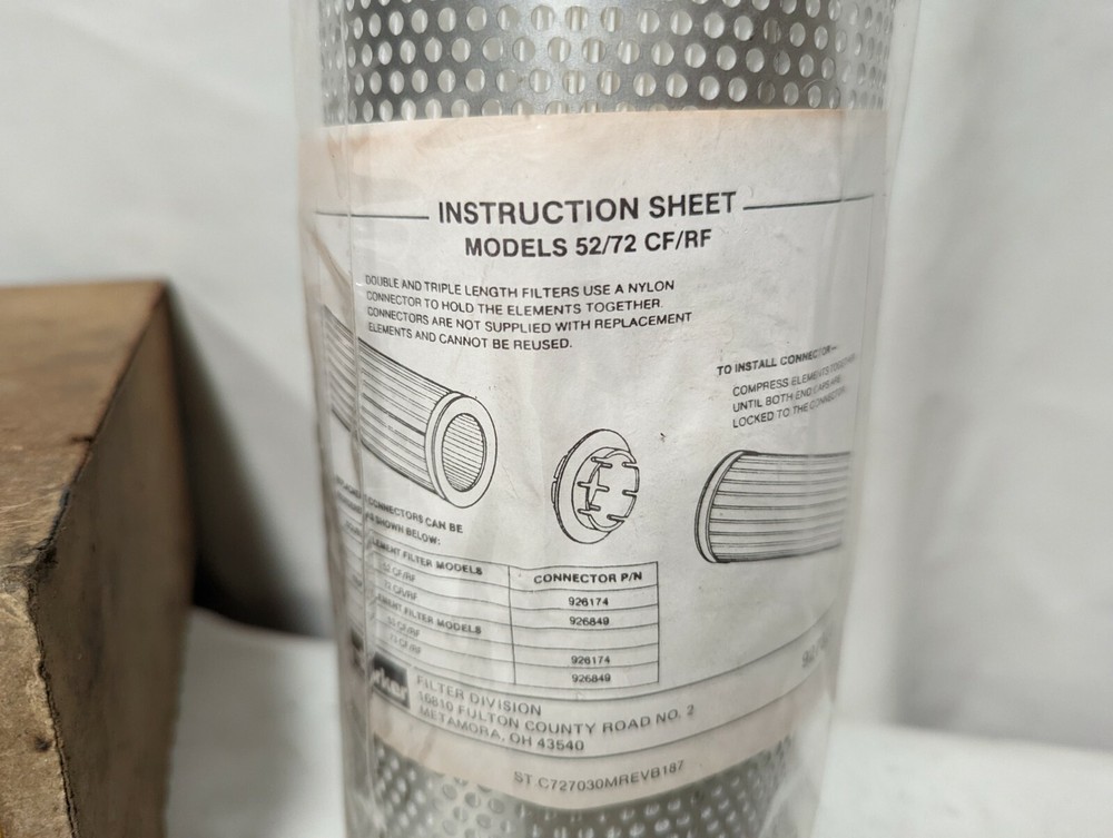 Parker 927373 Hydraulic Filter Element Models 52/72