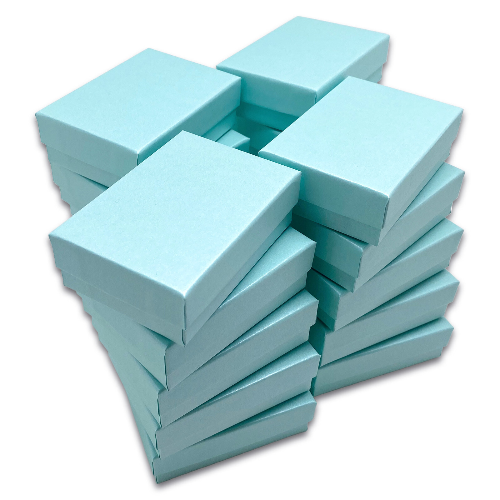 TheDisplayGuys Kraft Paper Jewelry Gift Boxes & Cotton Insert 100-Pack Turquoise
