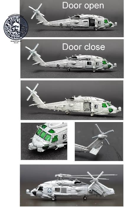 High-precision 3D Printed 1/350 SH-60B SeaHawk Helicopter Folded & Extended 2Pcs