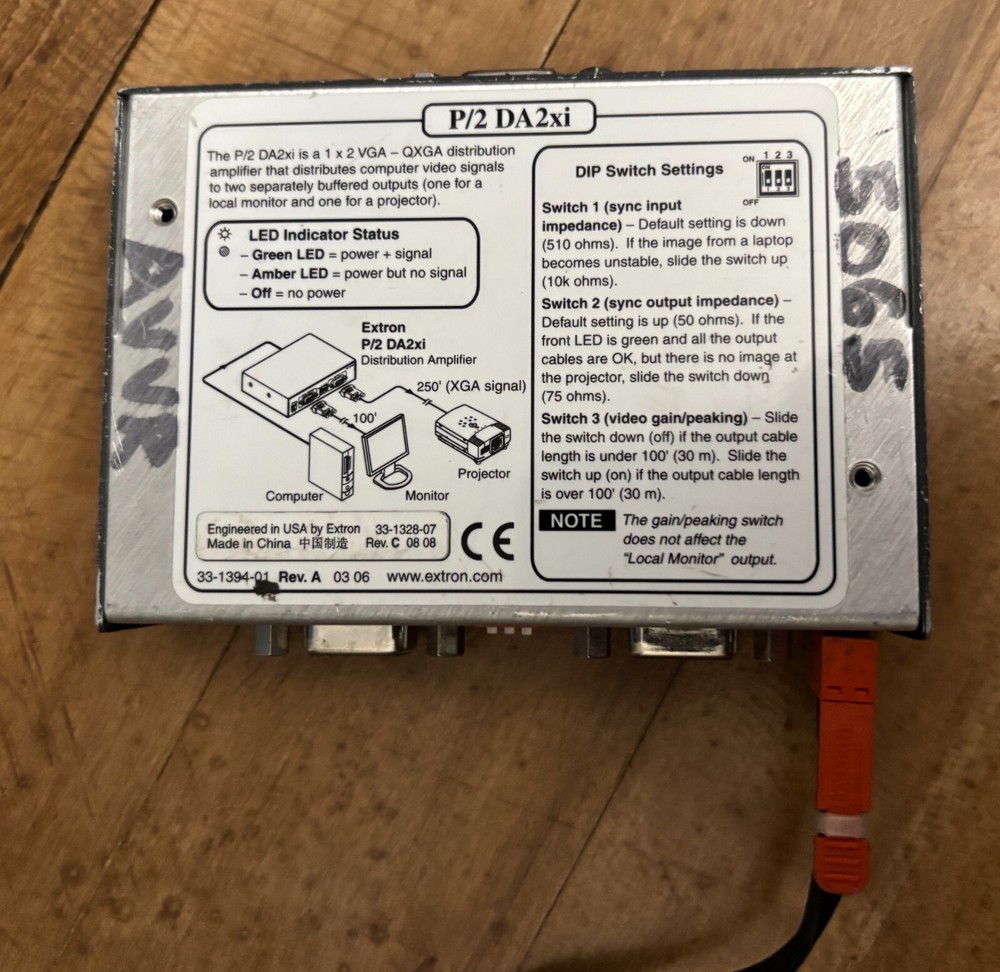 Extron Electronics P/2 DA2xi VGA Distribution Amplifier with power supply (B)