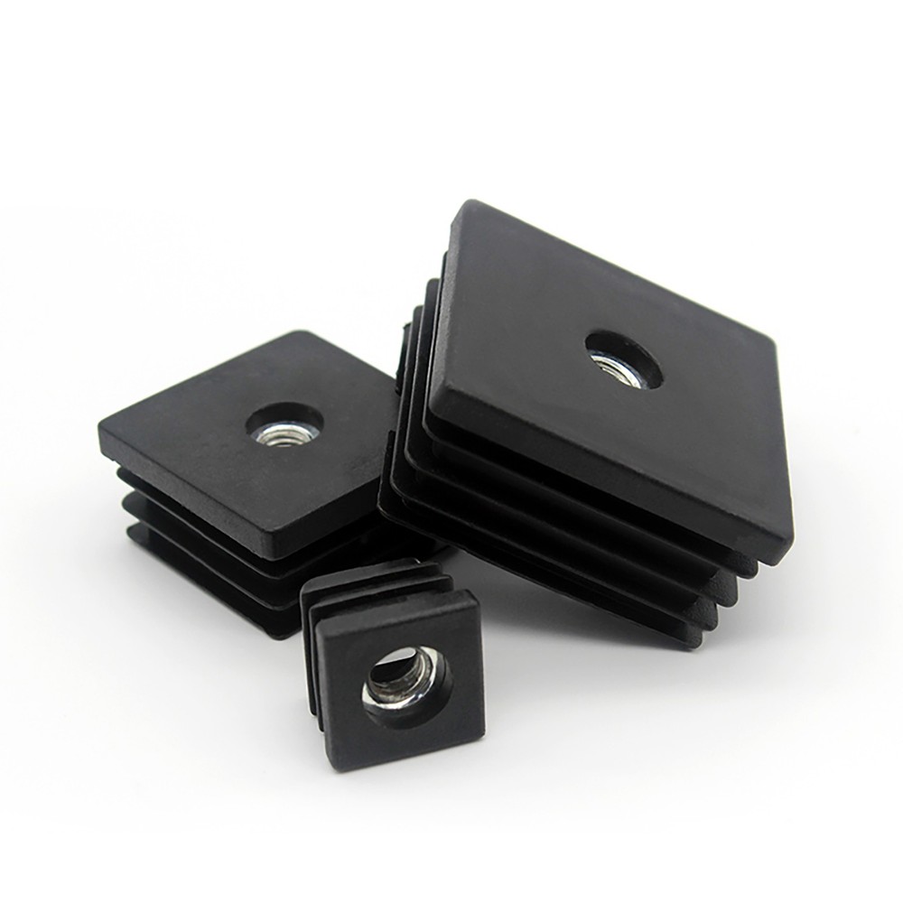 Square Plastic End Cap Blanking Plug Box Section M6 M8 M10 Threaded Tube Inserts