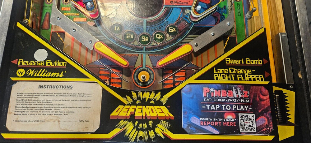 DEFENDER Pinball Machine - Williams 1982 - 2853