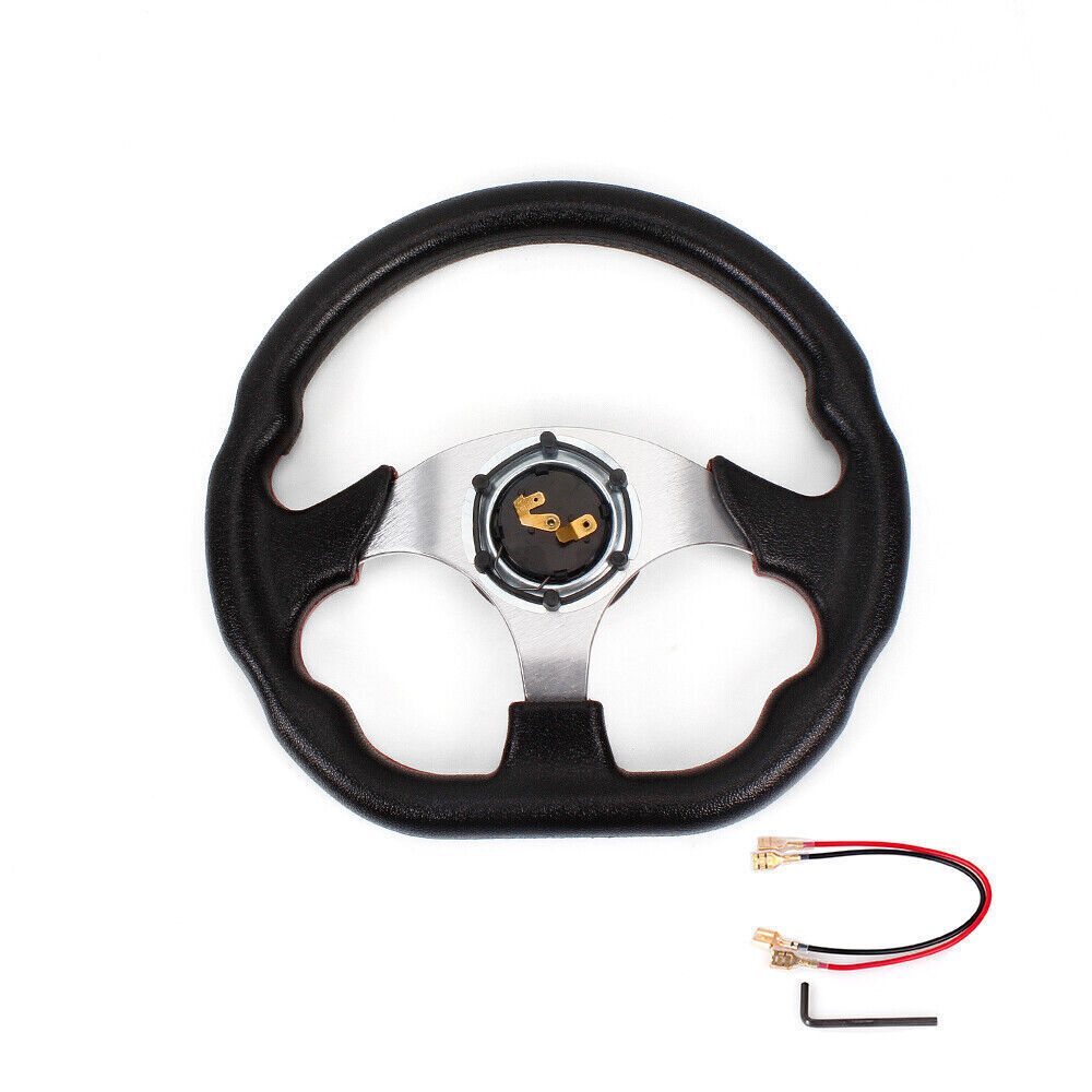 12.5" Universal Blue D Shape Racing Steering Wheel w/ Quick Release Adapter Kit