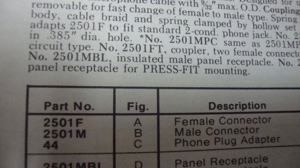 Switchcraft #2501M standard mic connector with 5/8"-27 thread