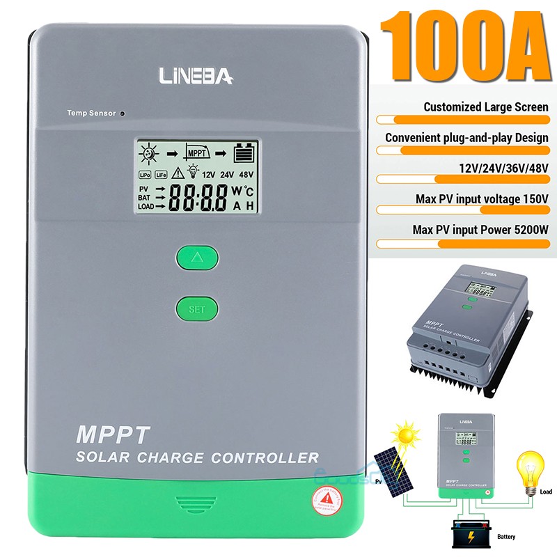 MPPT Solar Charge Controller 100A / 12V 24V 36V 48V Auto Solar Panel Controller