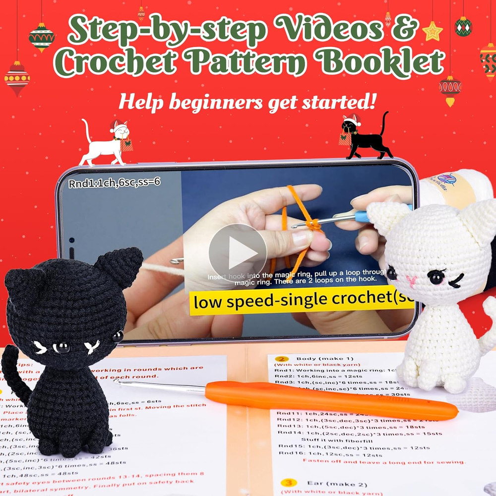 Crochet Kit for Beginners, Crochet Starter Kit with Step-by-Step Video Tutorials