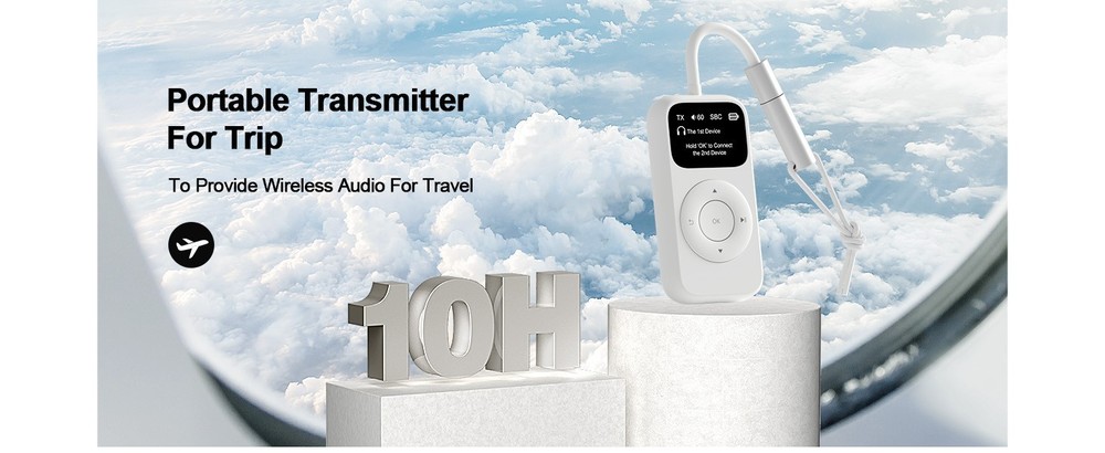 SoundSync Pro Bluetooth Transmitter & Receiver for Airplane 2 BT Devices