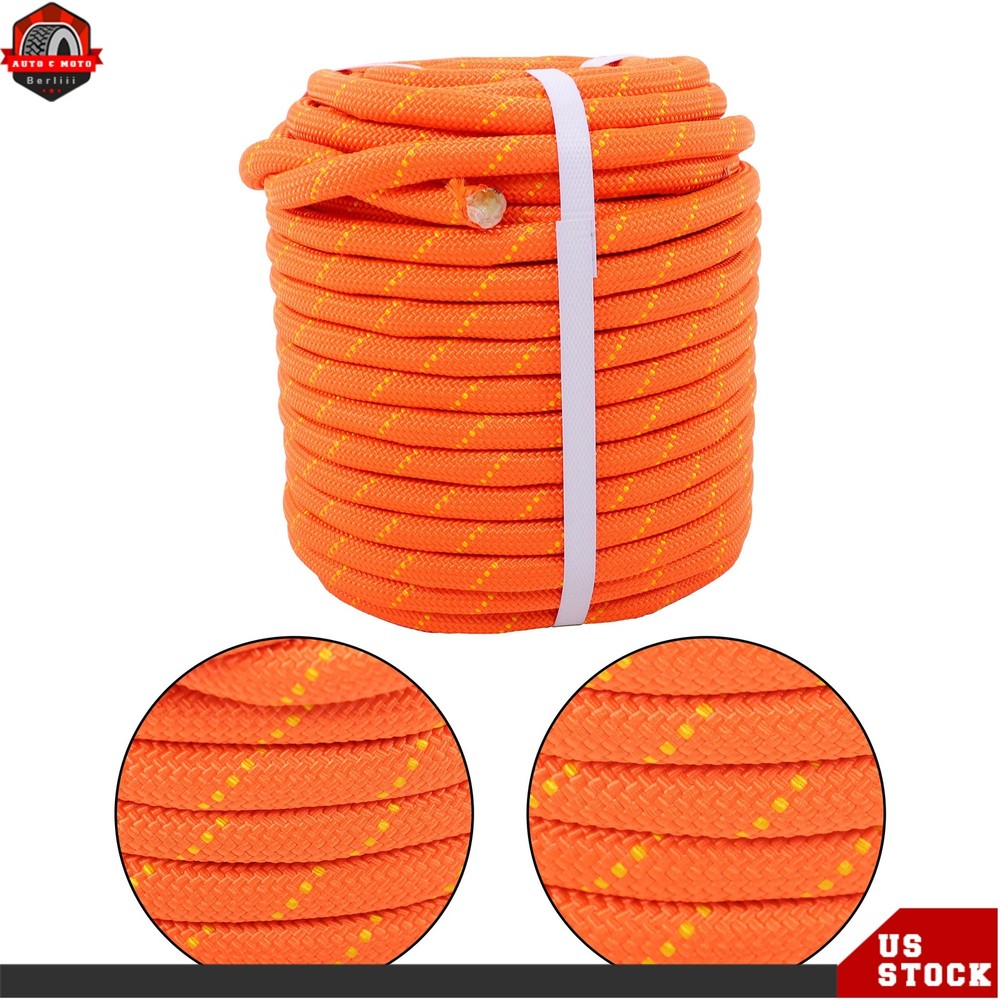 1/2"×125' Double Braid Nylon/Polyester Arborist Rope Pulling Rigging Line Orange
