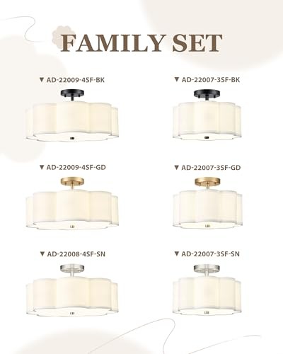 Semi Flush Mount Ceiling Light, 3-Light 13" Ceiling Light 13", 3-Light Nickel
