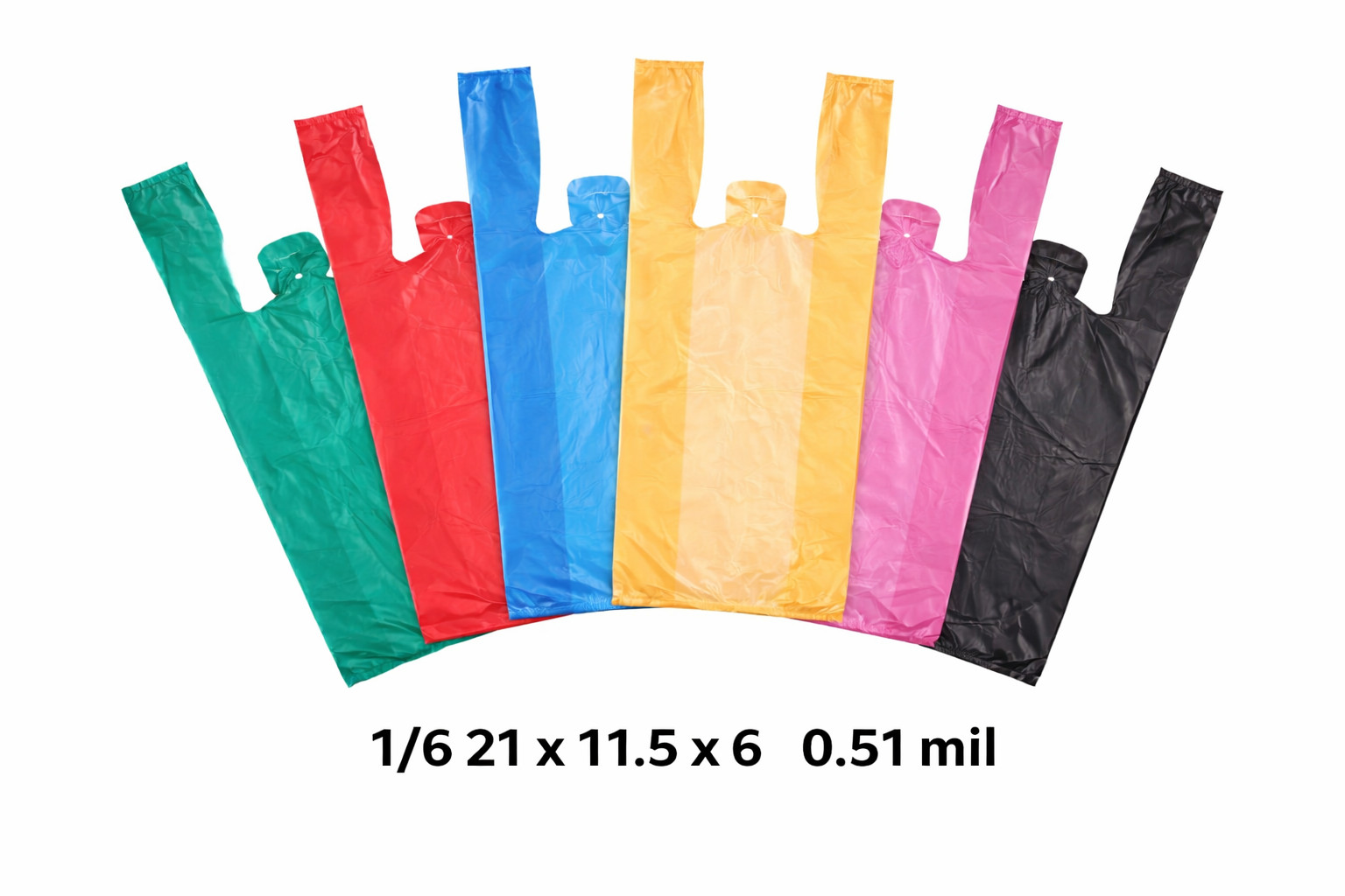 Any Color Bags 1/6 Large 21 x 6.5 x 11.5 T-Shirt Plastic Grocery Shopping 0.51 M