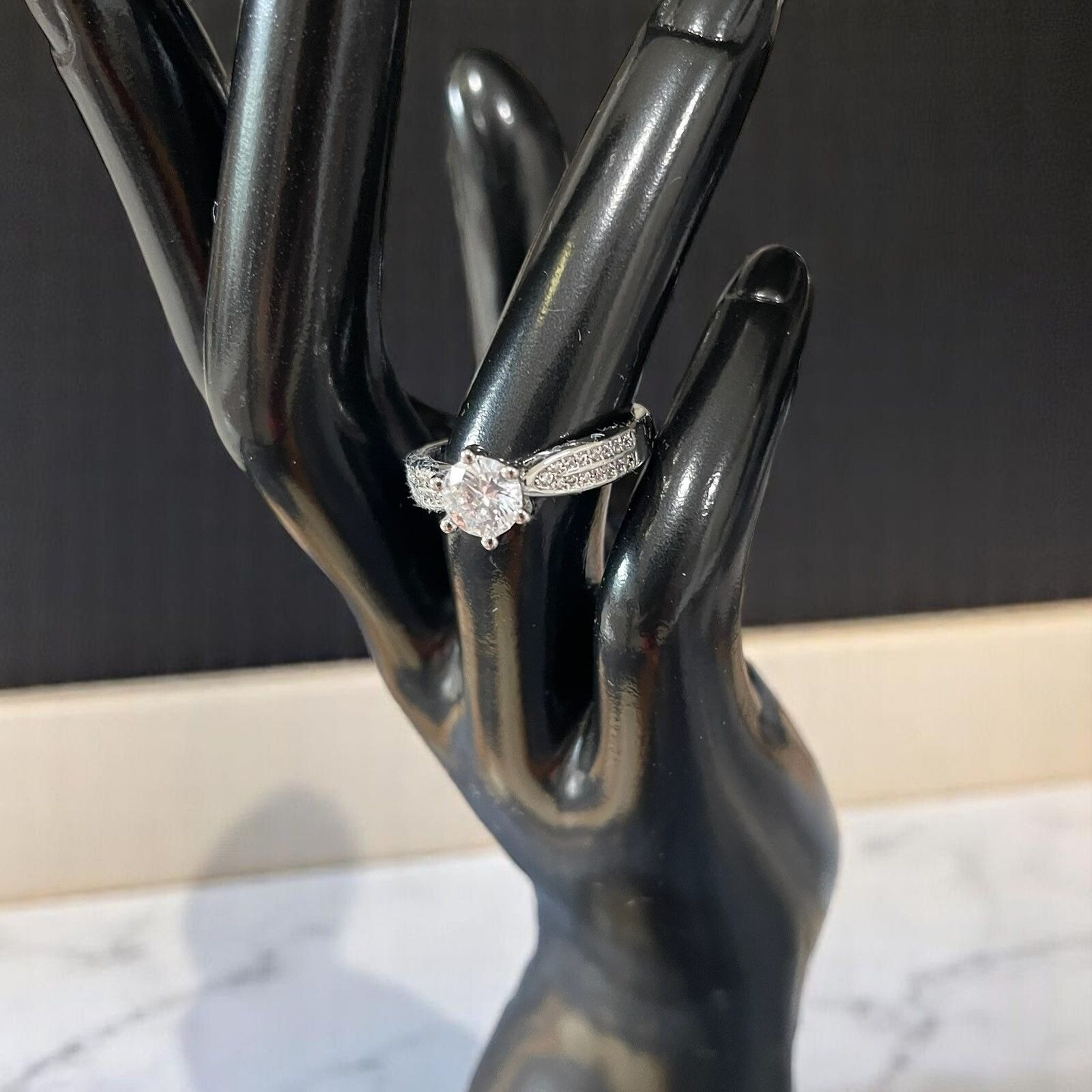 Silver-Tone CZ Moissanite Engagement Ring Bridal Wedding Elegant Sparkle Gift