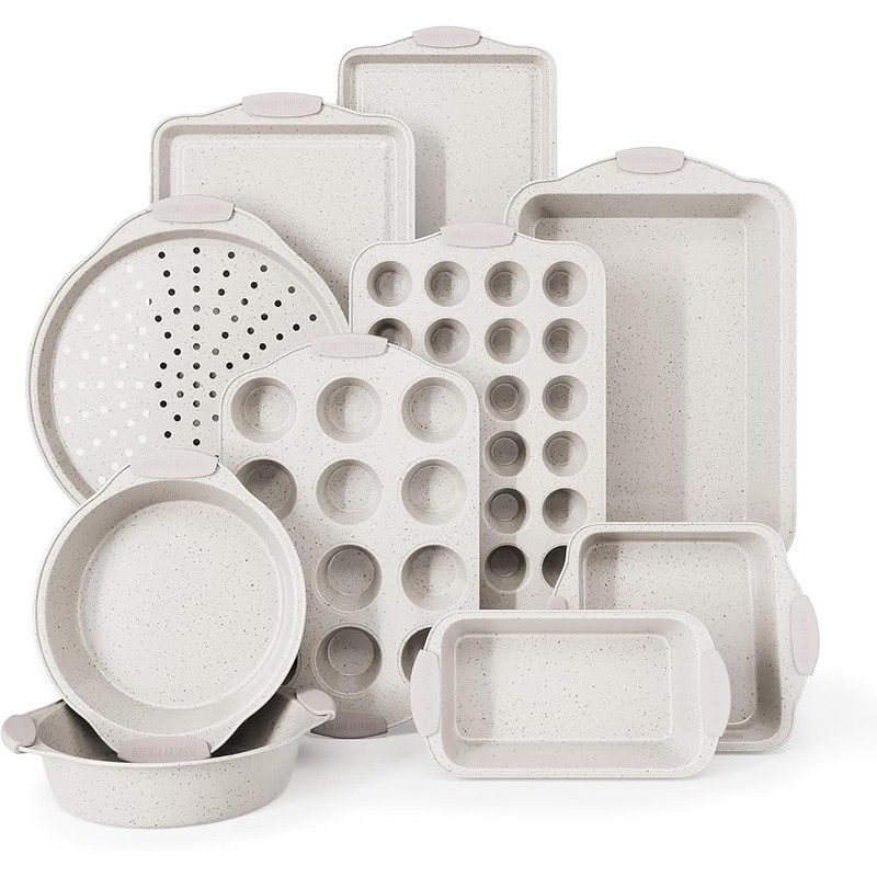 Stackable Non Stick Baking Set 10 Piece Silicone Handles Durable Bakeware Set US