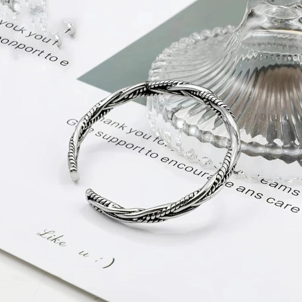 Solid 925 Sterling Silver Men’s Viking Bangle Bracelet Adjustable & Gift Bag