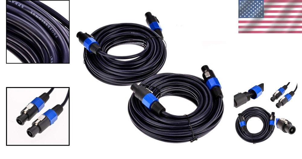 Professional 25ft Speakon to Speakon Cables - 2 Pack-
