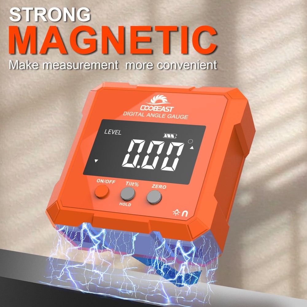 Digital Angle Finder, Level Gauge with Backlight & Orange