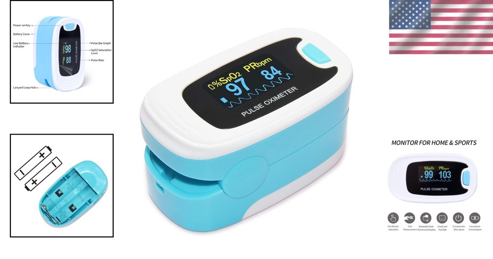 Lightweight Pulse Oximeter with Quick Readings & Adjustable Brightness For Ease