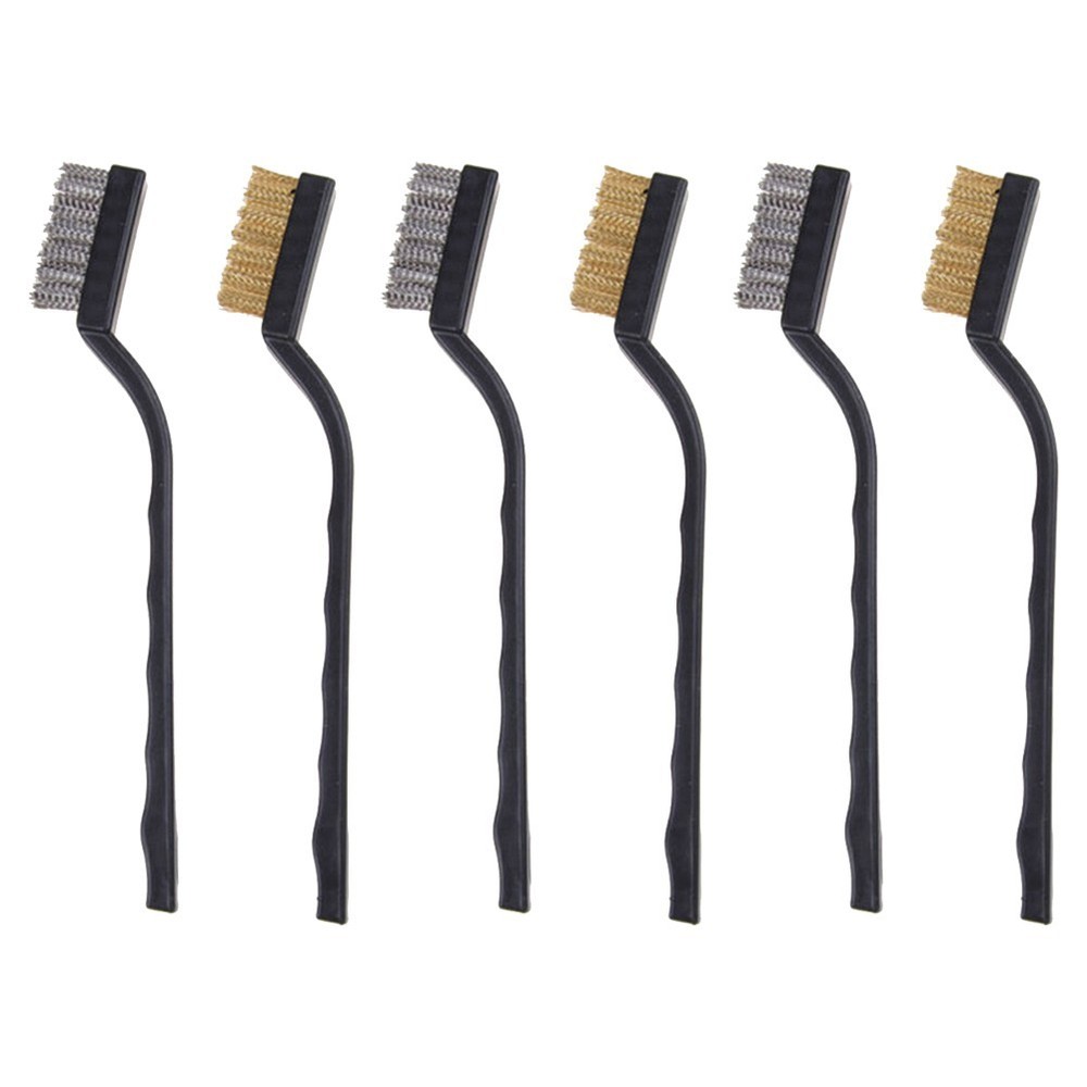 6x Wire Brushes For Cleaning Welding Slag Rust Scratch Plastic Curved Handle