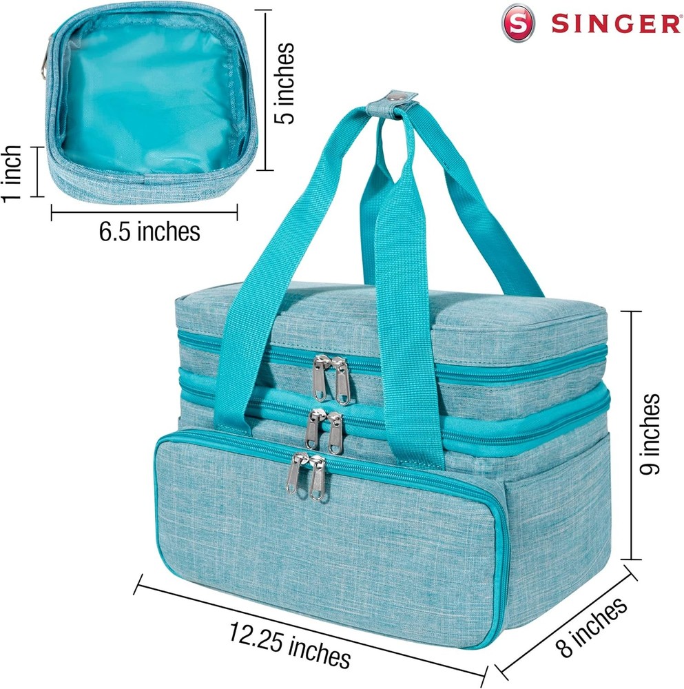 Sewing Accessories Organizer (Bag Only) – Double Layer Portable Teal