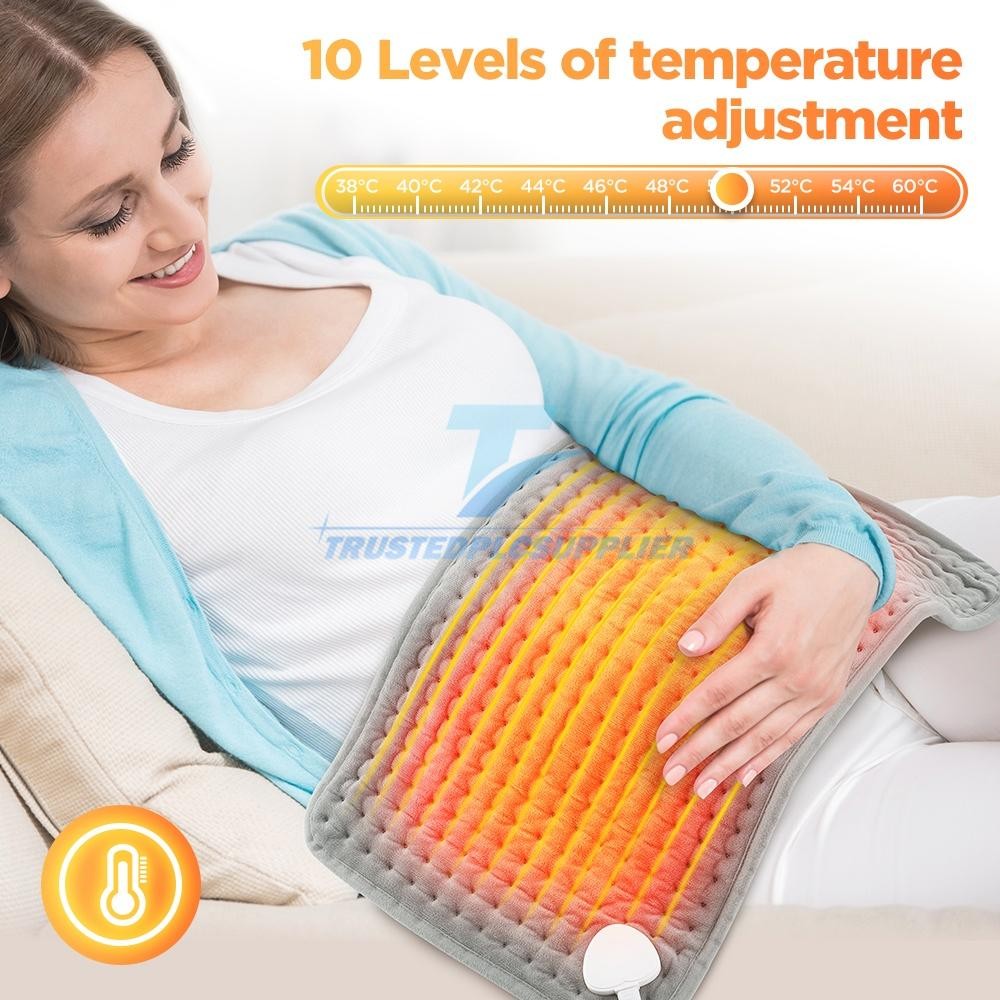 Electric Heating Pad For Back Pain & Cramps Relief 12"x24"10 Level Auto Shut Off