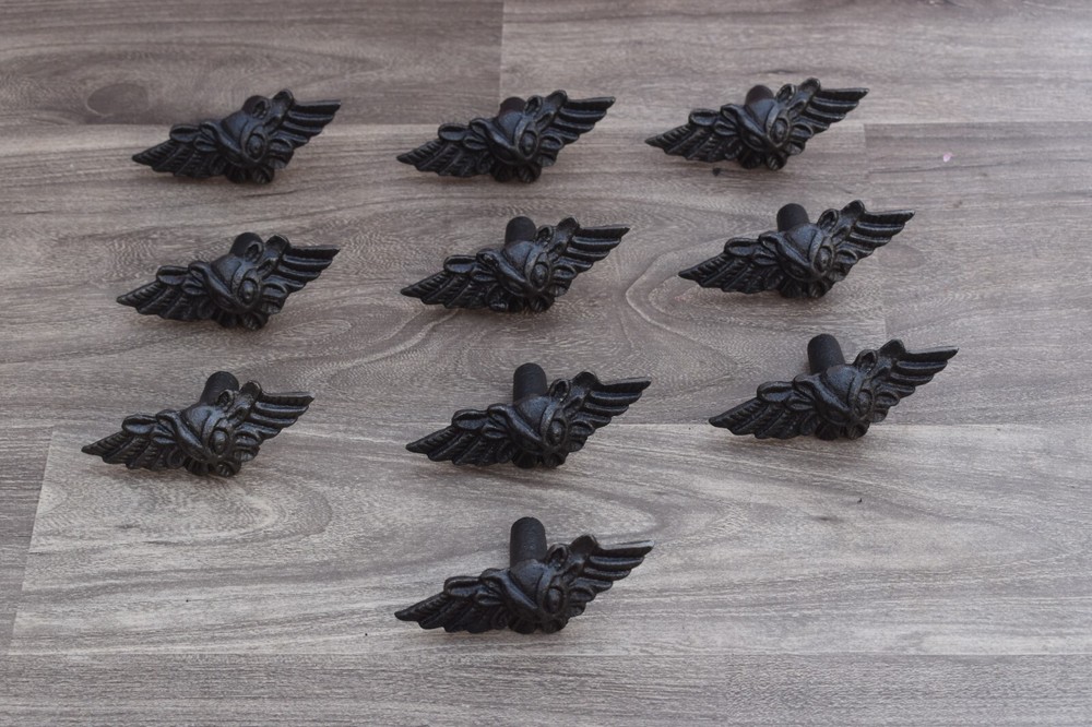 Vintage OWL Shape cast iron cabinet drawer door knobs handles pull rustic 10 pcs
