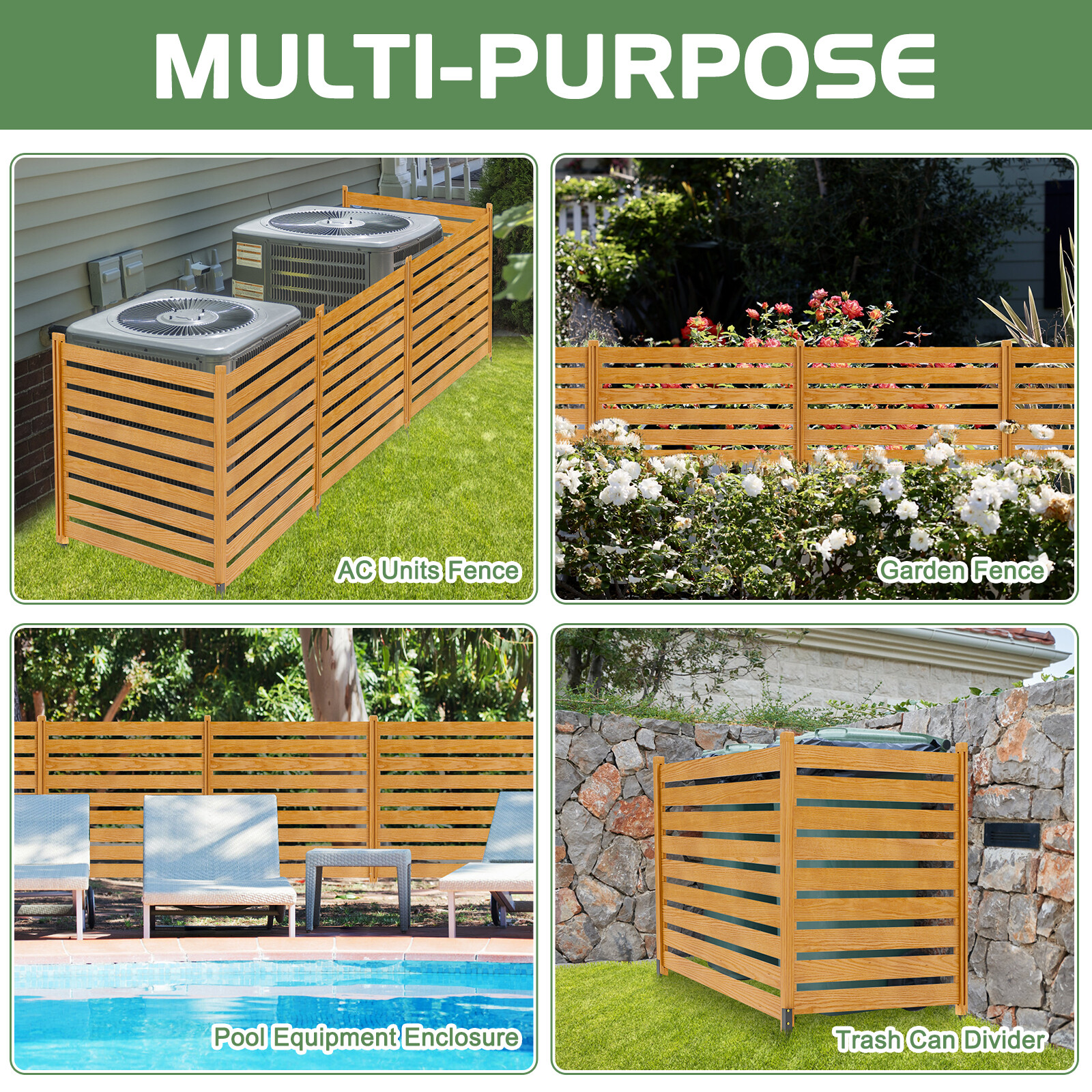 Panel de madera para cerramiento de aire acondicionado de 48 x 48，2 tablas