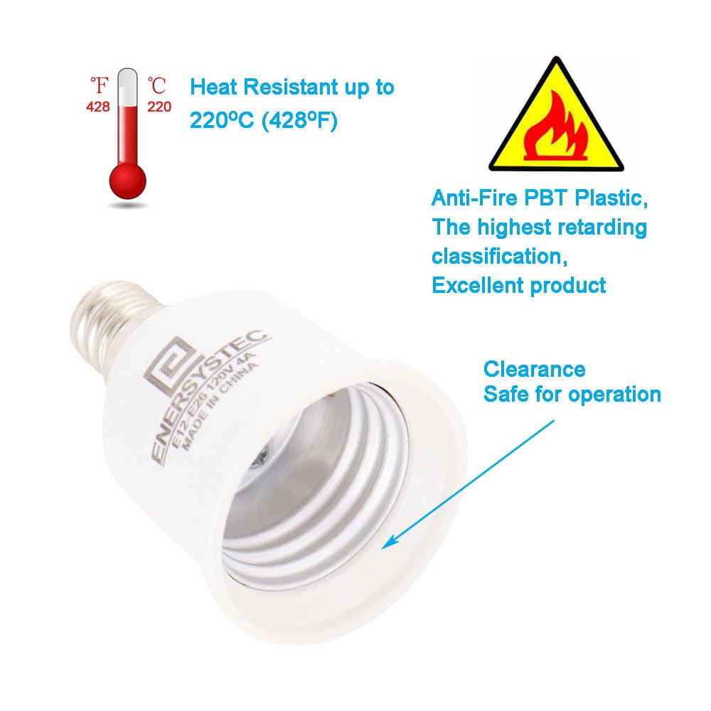 E12 to E26 Converter - Chandelier Light Socket to Medium E26/E27 Adapter, Can...