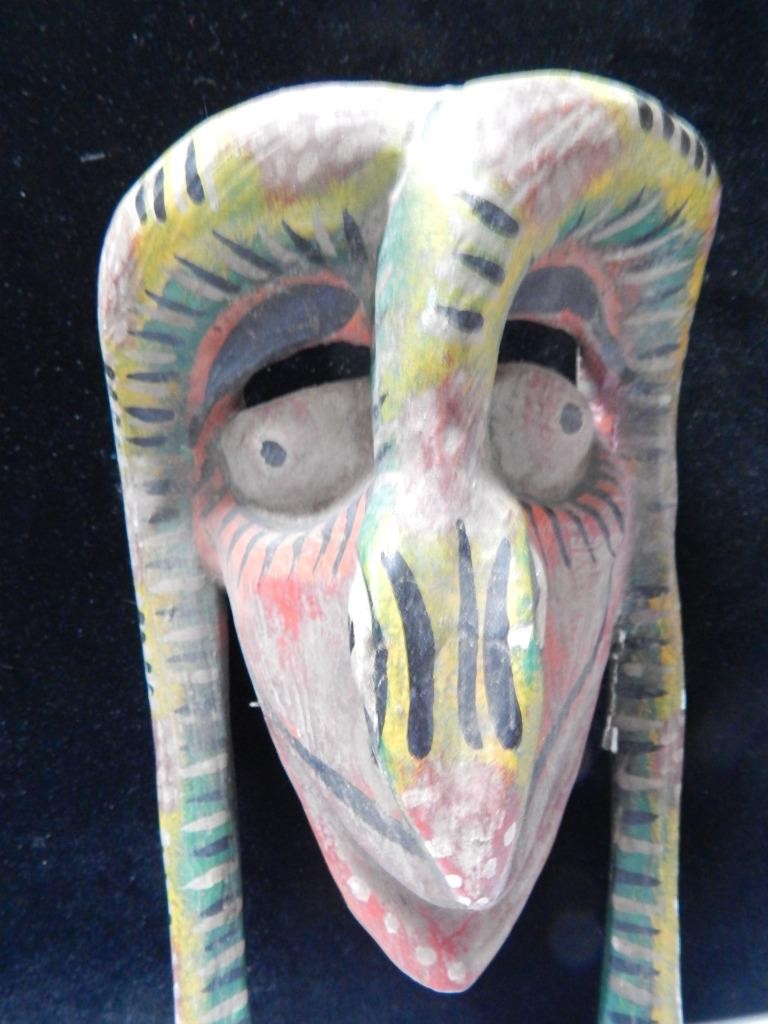 ANTIQUE MEXICAN DANCE SNAKE MASK CARVED WOOD MEXICO - UNIQUE + UNUSUAL