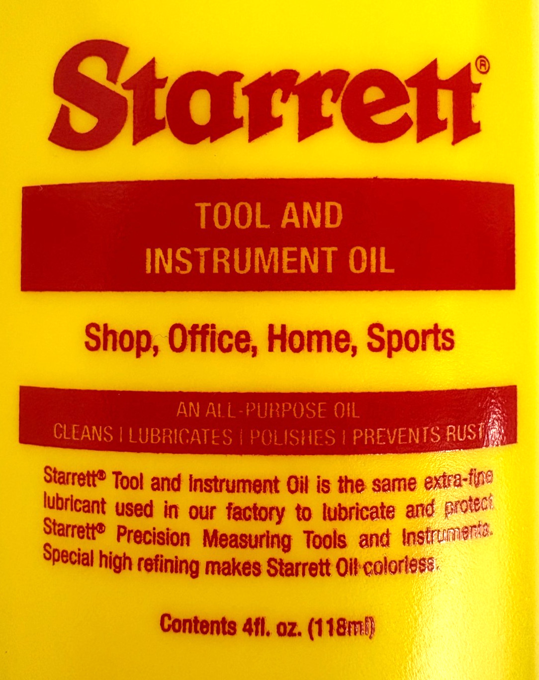 STARRETT TOOL AND INSTRUMENT OIL 4oz 1620 53216