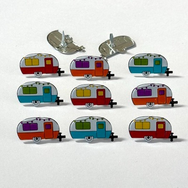 CAMPER  SCRAPBOOKING DECORATIVE BRADS EYELET OUTLET 8 PCS
