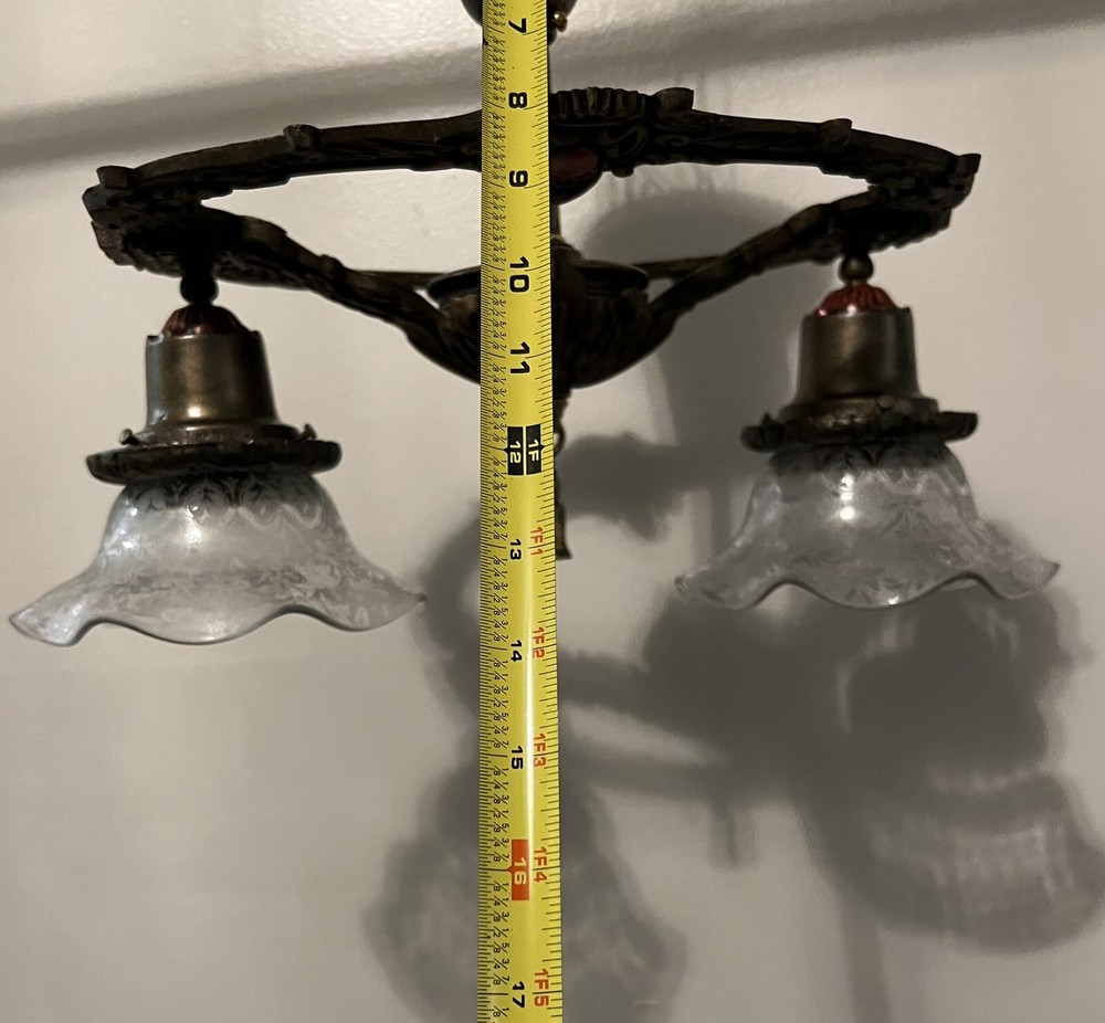 Single Nice Semi Flush Mount Double Socket Fixture Rare Shades 143F