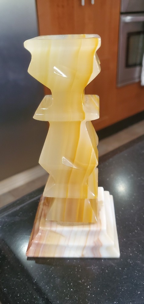 Pair Vintage Marble Stone Candlestick Holders Marble