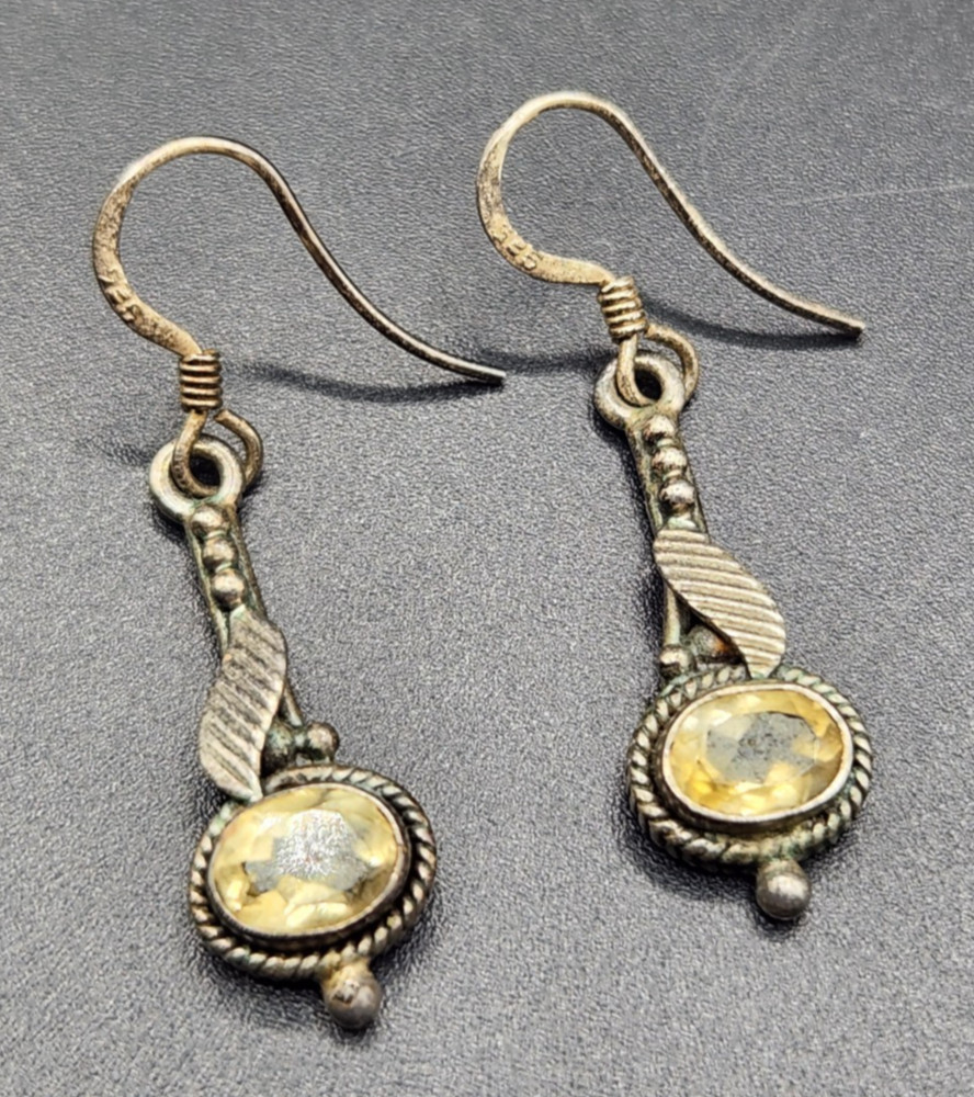 Sterling Silver Citrine Dangle Earrings