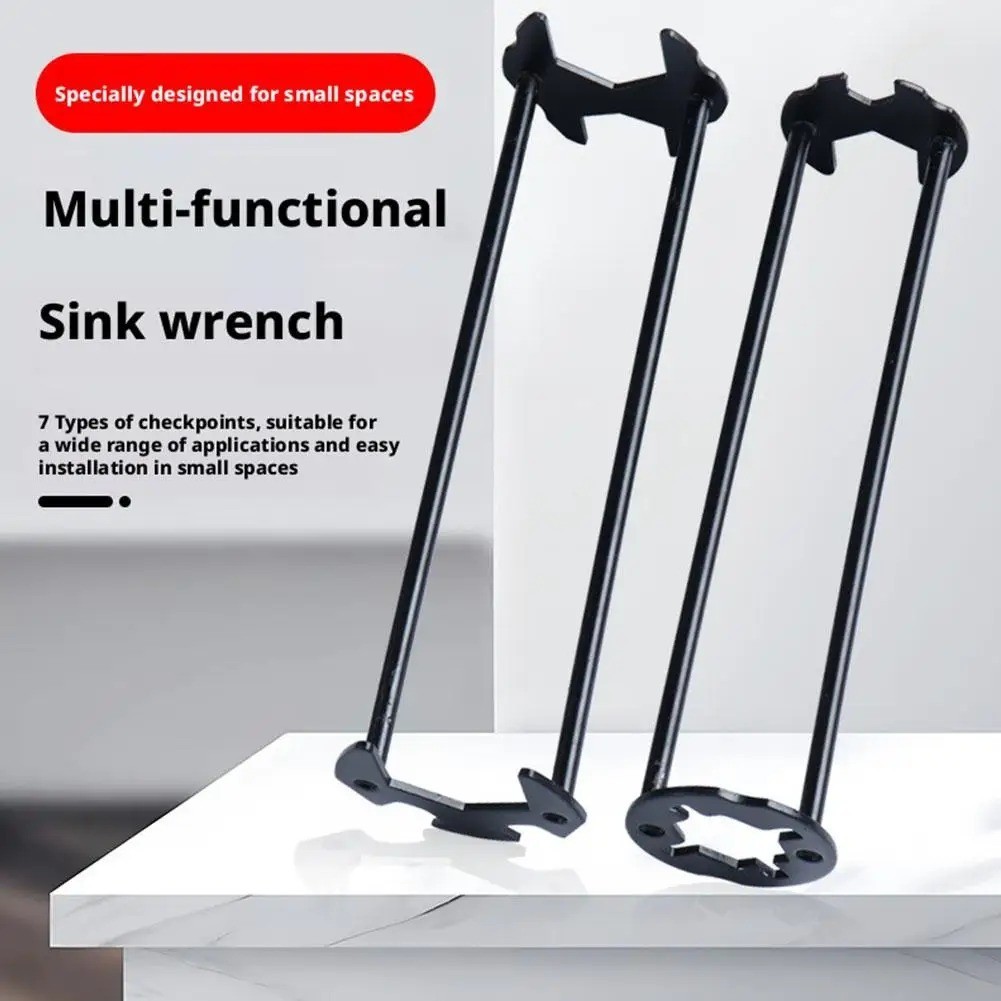 Multifunctional Sink Wrench Set, 2-Pack Basin and Faucet Wrench Tool with Fou.