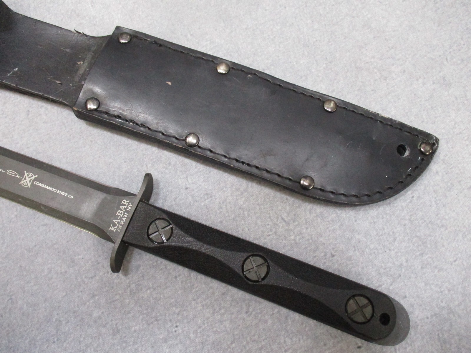 KA-BAR EK44 Commando Knife John Ek Fixed Blade w/ Leather Sheath Used