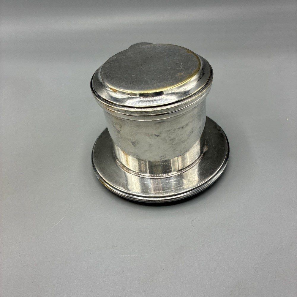 Silver Plate Tea Strainer Press Cup Handle Lid 3pc Marked