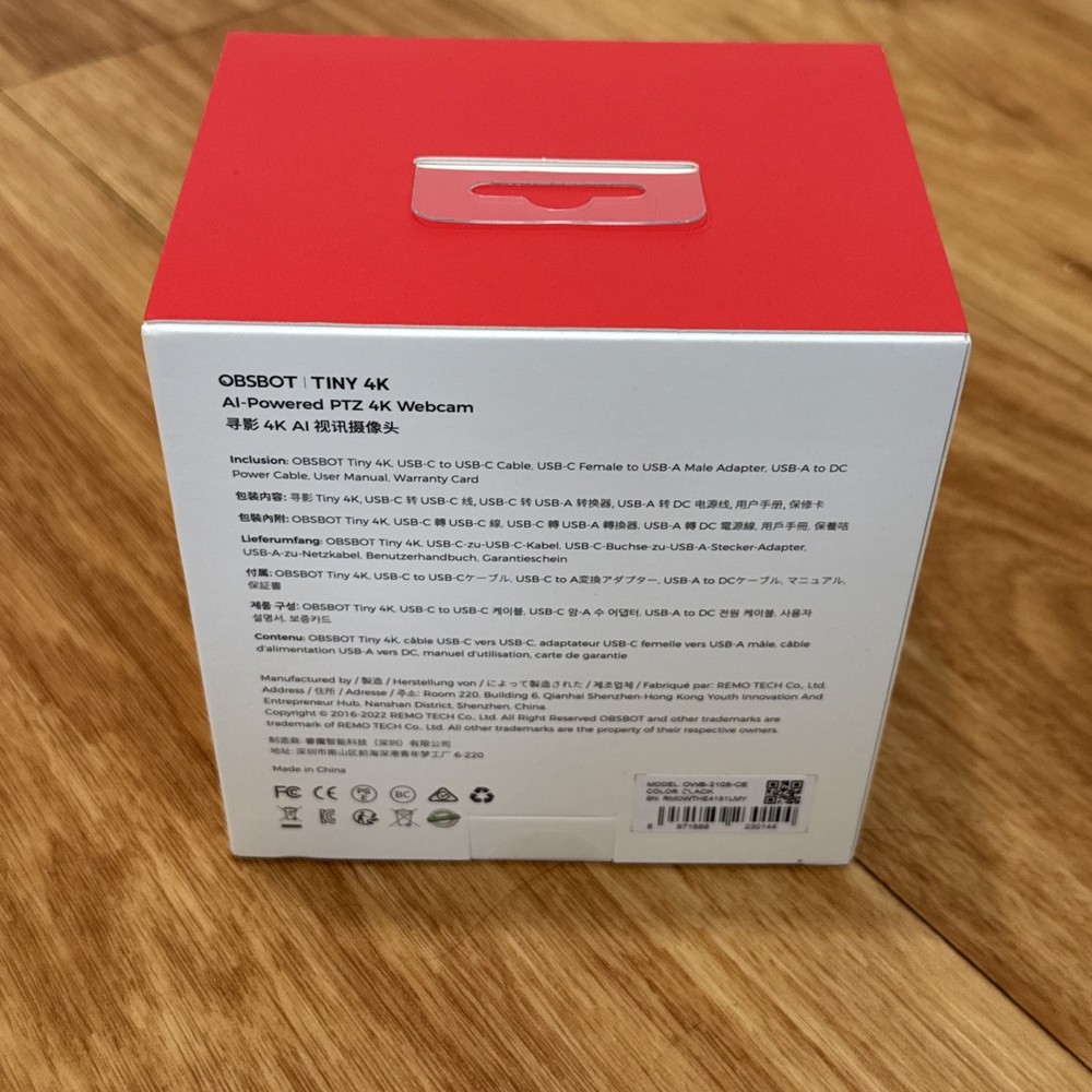 OBSBOT Tiny 4K Webcam 4K 3840 x 2160 Pixel Stand