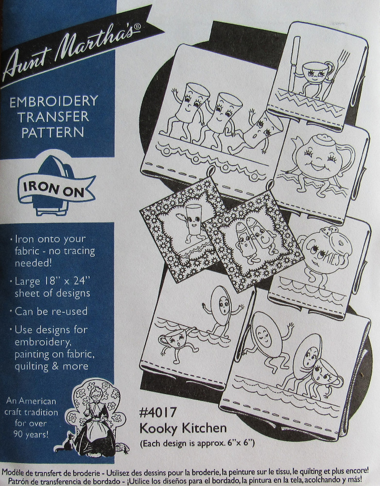 Aunt Marthas 4017 Kooky Kitchen Anthropomorphic Dish Embroidery Transfer Pattern