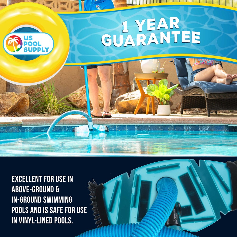 14" Rectangular Weighted Super Flexible Swimming Pool Vacuum Head, Side Brushes