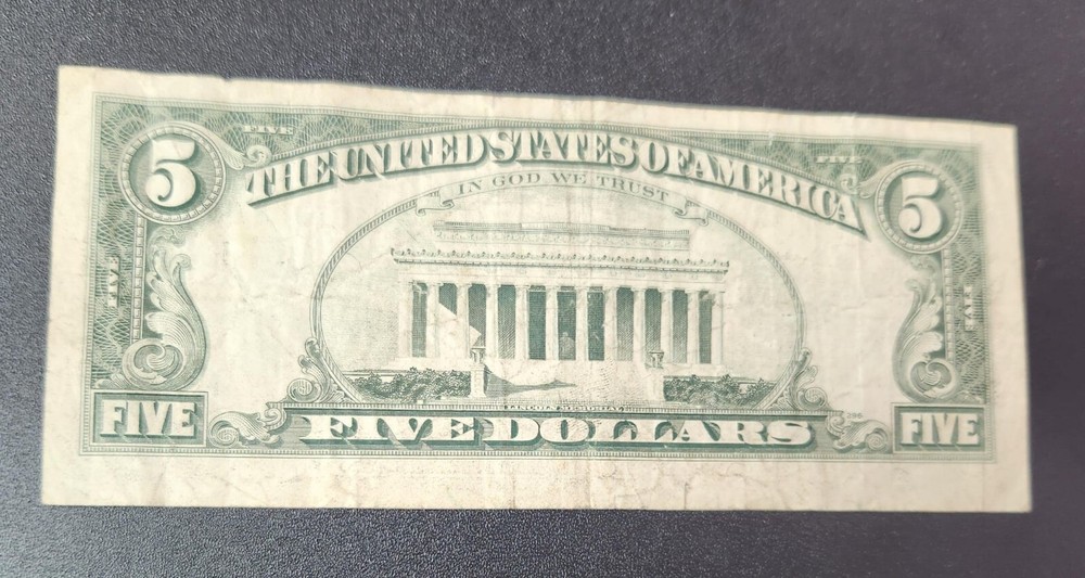 1985 5 dollar bill Miscut ERROR